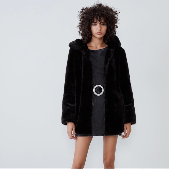Zara Faux Fur Hooded Coat - Picture 11 of 13